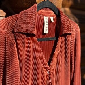 Dolan blouse long sleeve button down orange rust SMALL